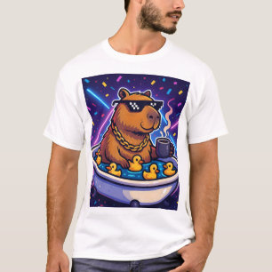 Camiseta de festa de capivara legal na banheira