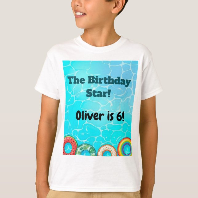 Camiseta de festa infantil na piscina (Frente)