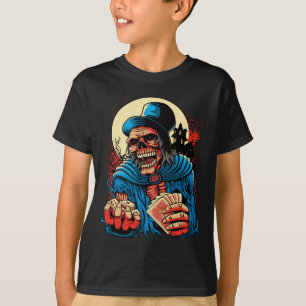 Camiseta de Filme de Terror de Esqueleto Poker Apo