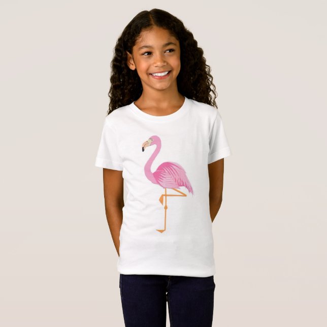 Camiseta de flamingo rosa da menina (Frente Completa)