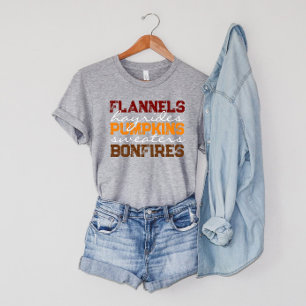 Camiseta de flanela de abóboras fogueiras outono