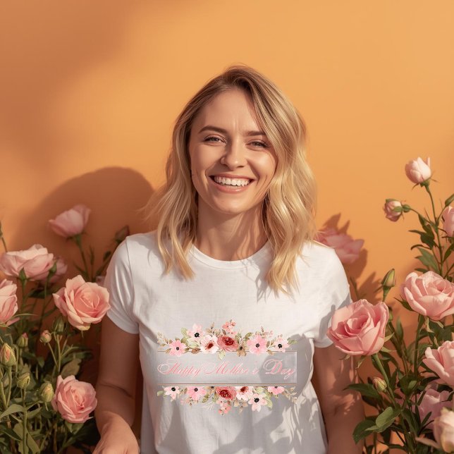 Camiseta de Flor de Aquarela Rosa Elegante (Criador carregado)