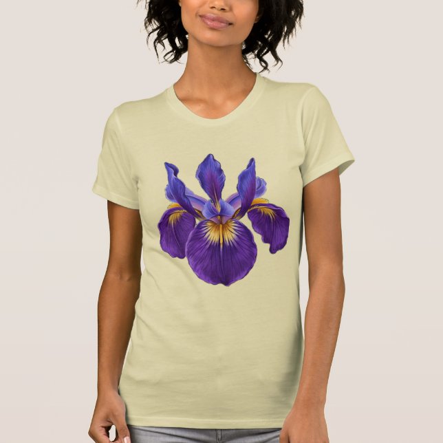 Camiseta de Flor de Íris Roxa Aquarela (Frente)