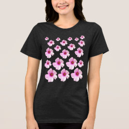 Camiseta de Flor de Rosa Suave com Padrão de Carvã