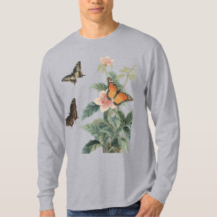 Camiseta 🌹 de flores de borboleta