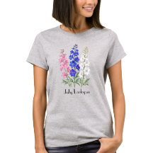 Camiseta de Flores de Larkspur de Julho