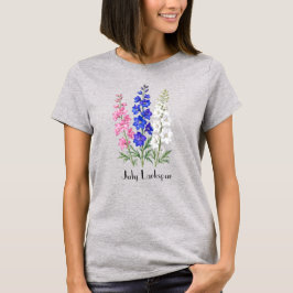 Camiseta de Flores de Larkspur de Julho