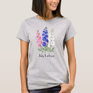 Camiseta de Flores de Larkspur de Julho