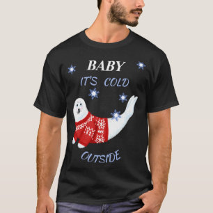 Camiseta de Foca de Inverno Fora do Bebê Fofo Está