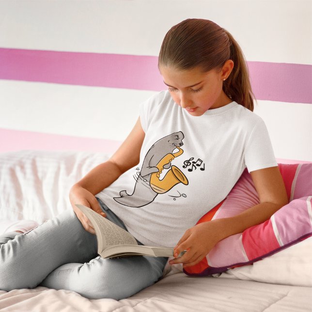 Camiseta de Foca Tocando Saxofone (Criador carregado)