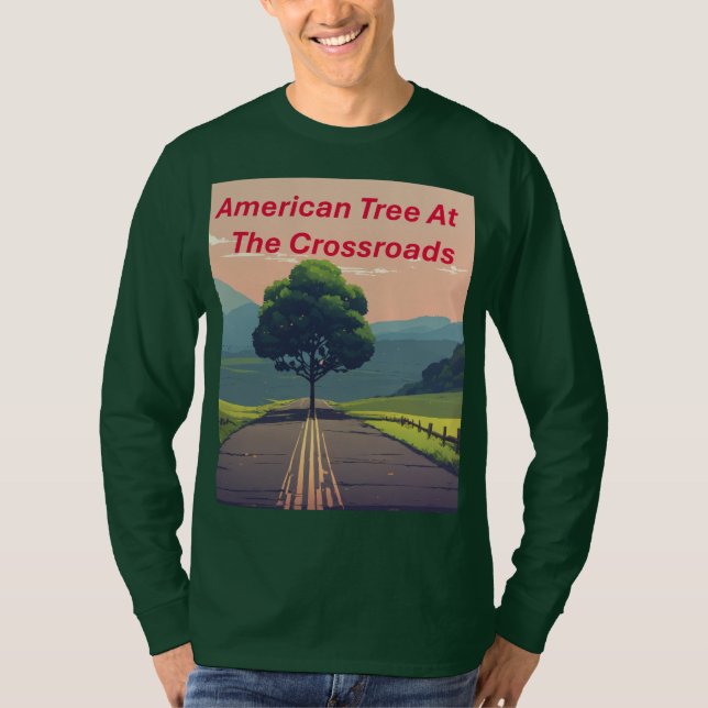 Camiseta de folhas longas básica - Árvore animista (Frente)