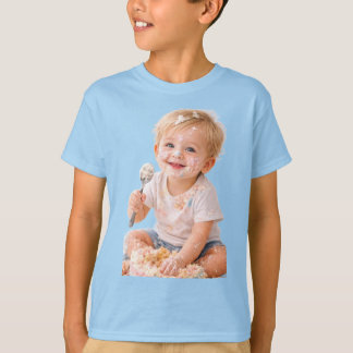 Camiseta de Foto de Aniversário de Bebê com Destru