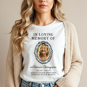 Camiseta de foto memorial com moldura de laço