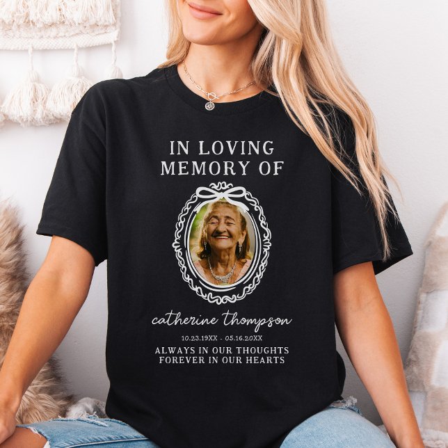 Camiseta de foto memorial com moldura de laço (Criador carregado)