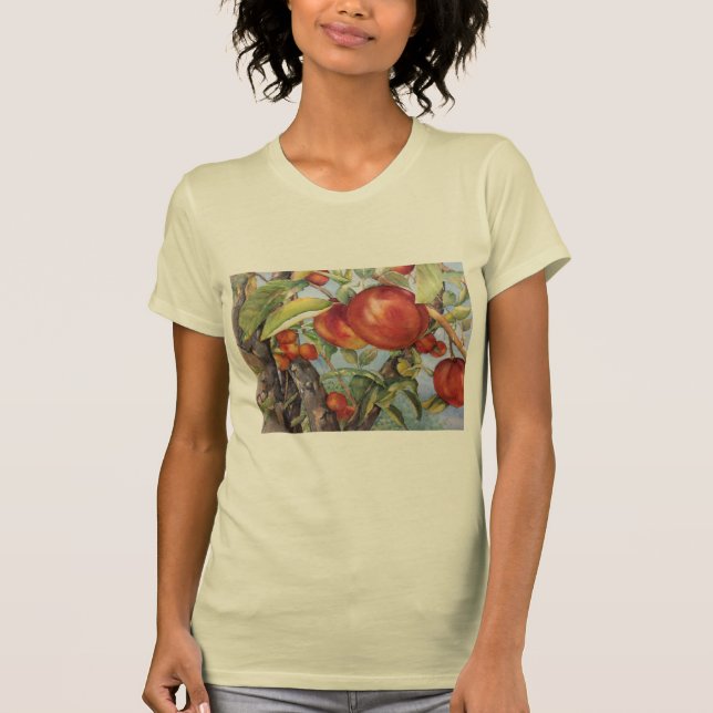 Camiseta de Fruta do Pomar de Pêssego de Aquarela (Frente)