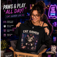 Camiseta de Gamer de Gato | Camisa de Gato Fofo pa