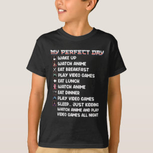 Camiseta de Gamer Meu Dia Perfeito Assistir Anime