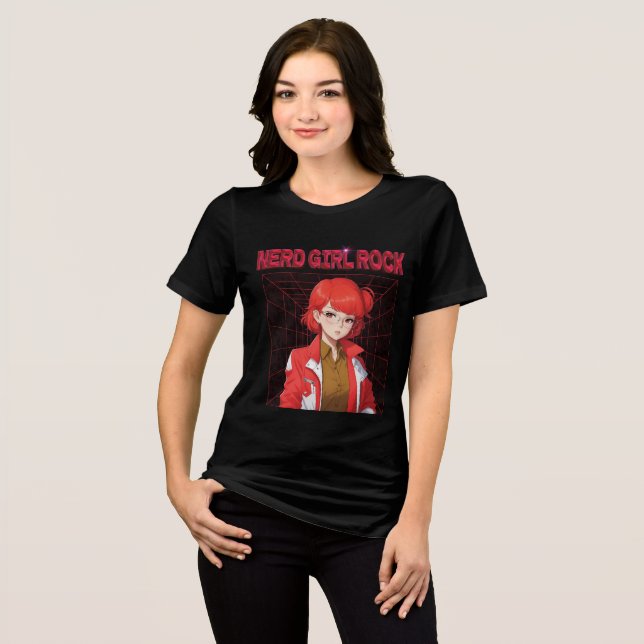 Camiseta de Garota Nerd Rock (Frente Completa)