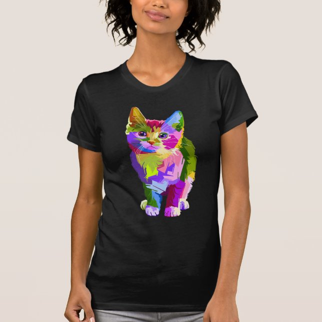 camiseta de gatinho arco-íris (Frente)