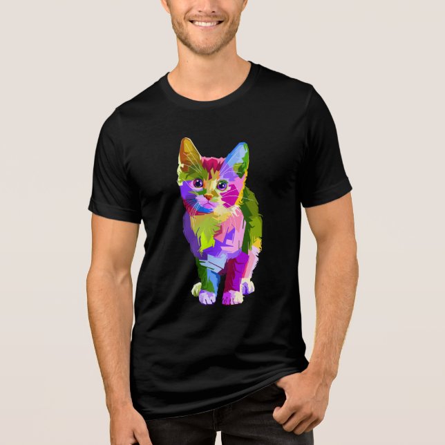 camiseta de gatinho arco-íris (Frente)