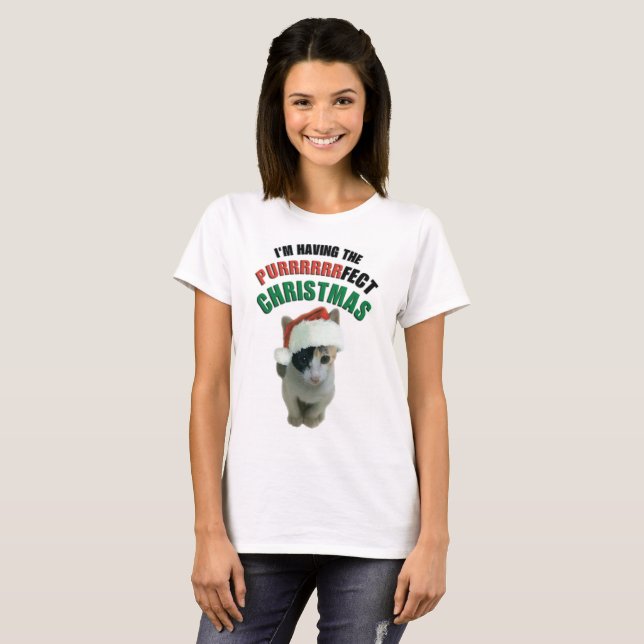 Camiseta de gatinho de Natal (Frente Completa)