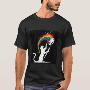 Camiseta de Gato Artístico com Arco-íris para Aman