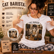 Camiseta de Gato Barista Amante de Café Fofa | F