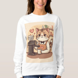 Camiseta de Gato Barista Engraçado e Fofo
