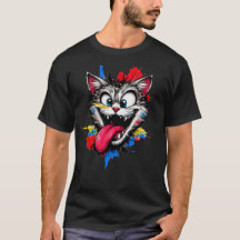 Camiseta de Gato Colorido e Divertido