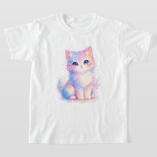 Camiseta de Gato da Galáxia Pastel Fofa