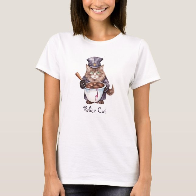 Camiseta de Gato da Polícia (Frente)