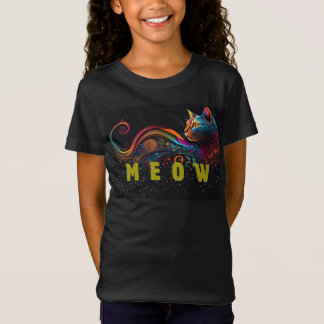 Camiseta de gato de arte digital para crianças