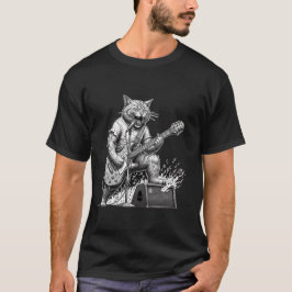 Camiseta de Gato de Guitarra de Rock para Homens –