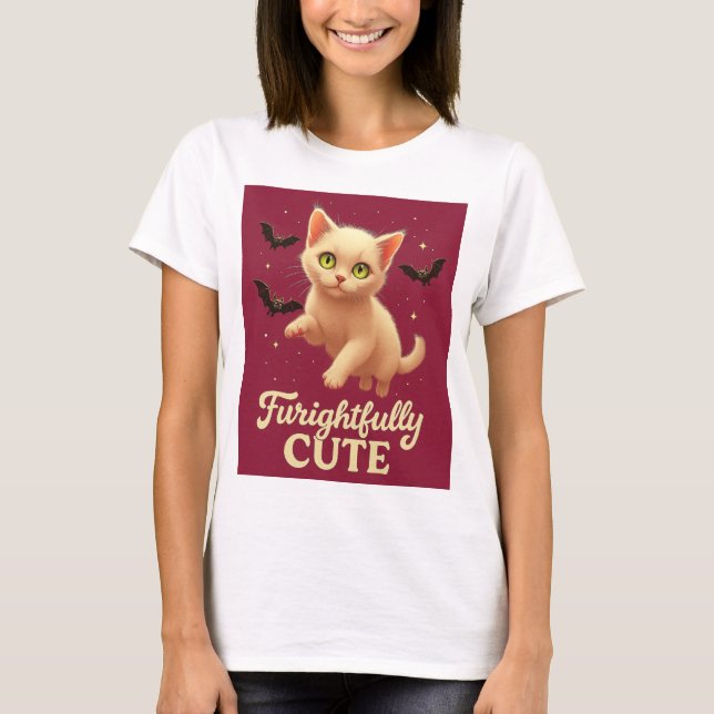 Camiseta de Gato de Halloween – Fofamente Assustad (Frente)