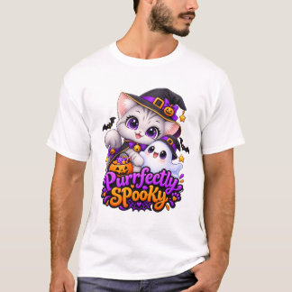 Camiseta de Gato de Halloween Perfeitamente Assust