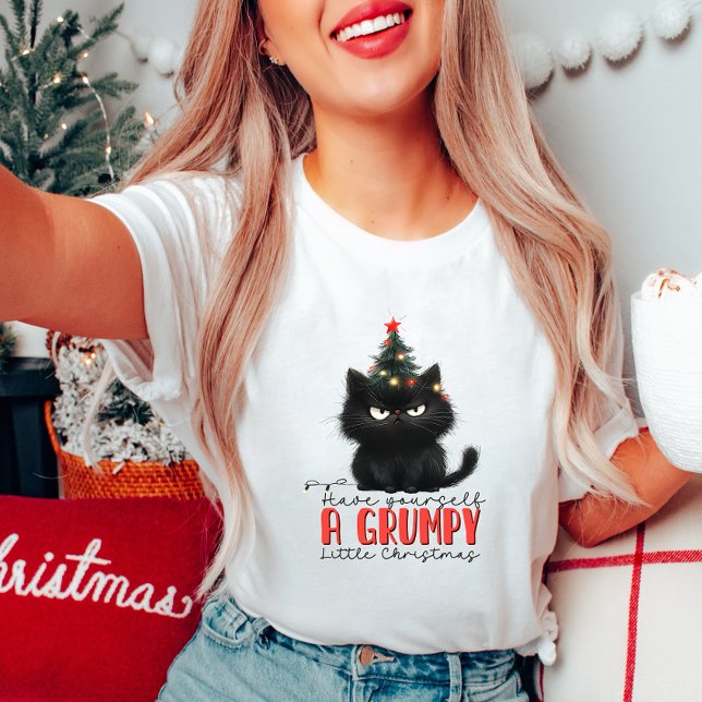 Camiseta de gato de Natal rabugento (Criador carregado)
