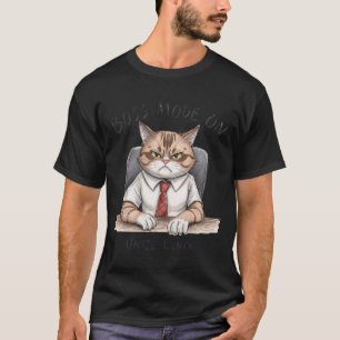 Camiseta de Gato Engraçado Modo Chefe Ativado At
