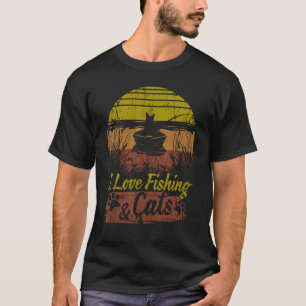 Camiseta de Gato Eu Amo Pescar & Gatos Apresentam
