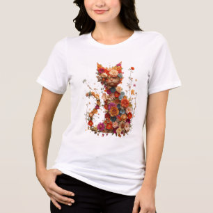 Camiseta de Gato Floral Camiseta Estética de Gat