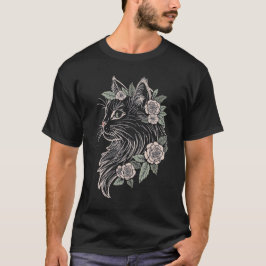 Camiseta de Gato Floral Maine Coon