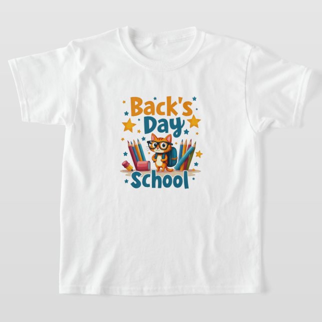Camiseta de Gato Fofo de Volta para a Escola (Postura )