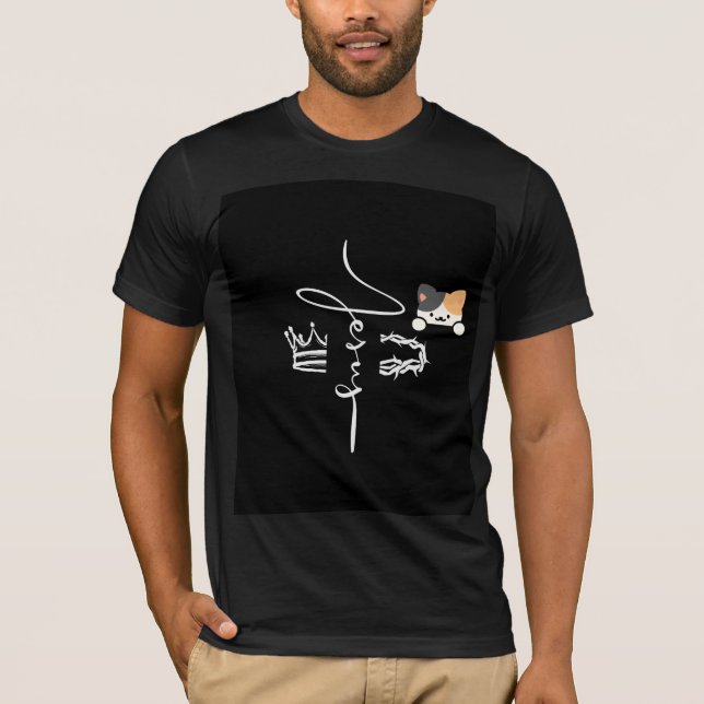 camiseta de gato fofo e design religioso (Frente)