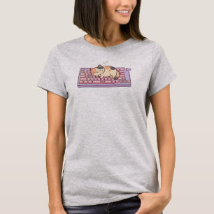 Camiseta de Gato Fofo Kawaii Teclado