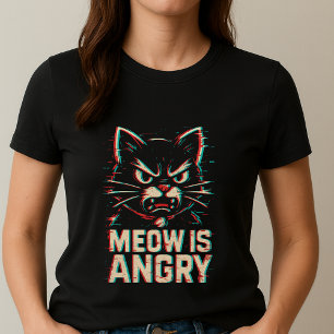 Camiseta de Gato Glitch Irritado Fofo; Meow Está I