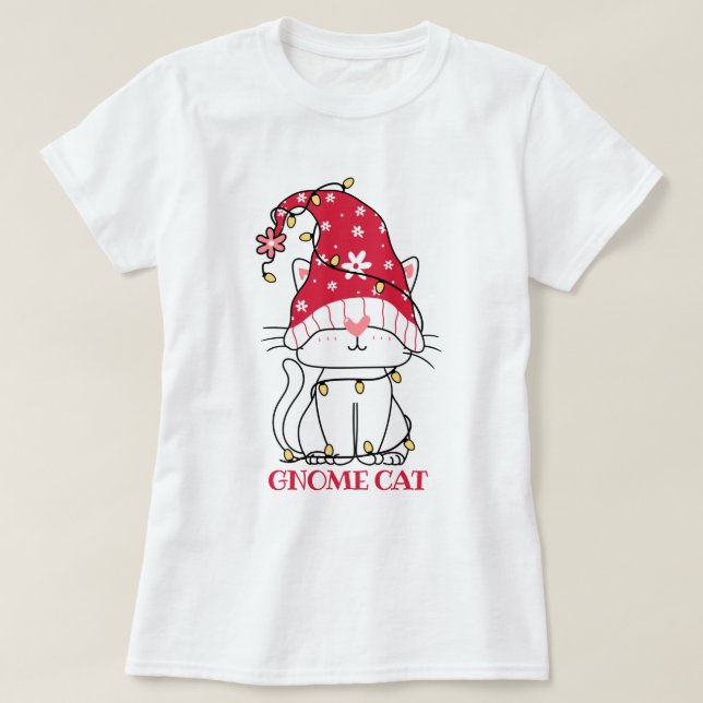 Camiseta de Gato Gnomo Fofo (Frente do Design)