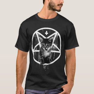 Camiseta de gato invertida e pentagrama