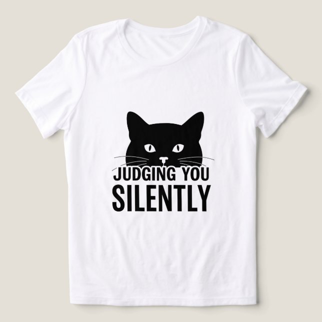 Camiseta de Gato Julgando Você Silenciosamente, Ca (Design frontal)