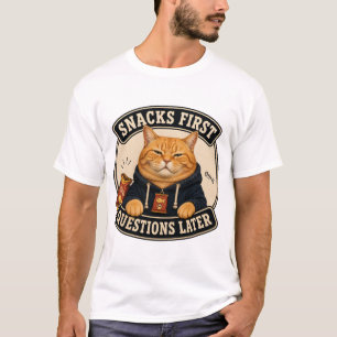 Camiseta de Gato Laranja Engraçado Perguntas Depoi