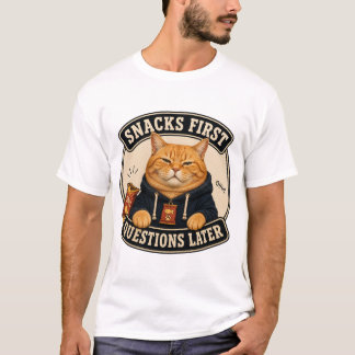 Camiseta de Gato Laranja Engraçado Perguntas Depoi