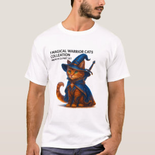 Camiseta de Gato Mago – Guerreiro Mágico em Azul C